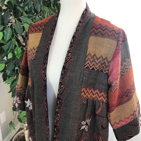 Soft Surroundings P M Embroidered Fall Cardigan C - Picture 2 of 8